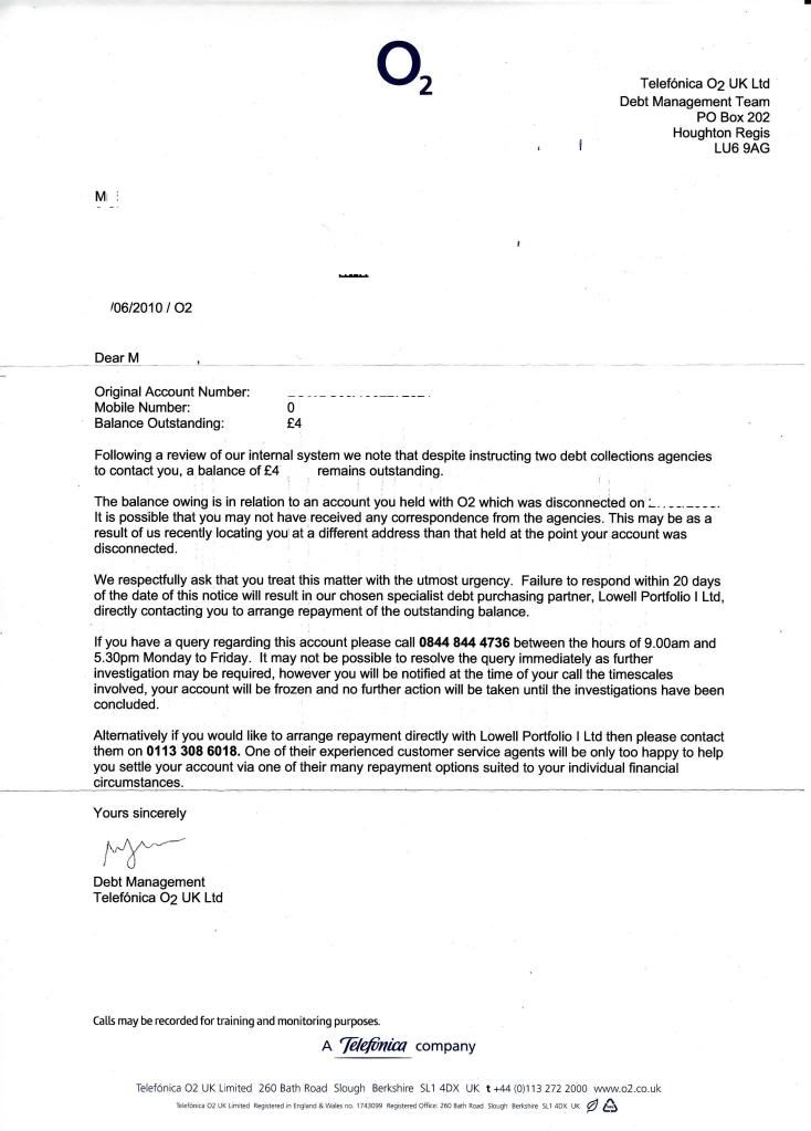 misleading debt letter from Lowell Portfolio 1 regarding old 02 account