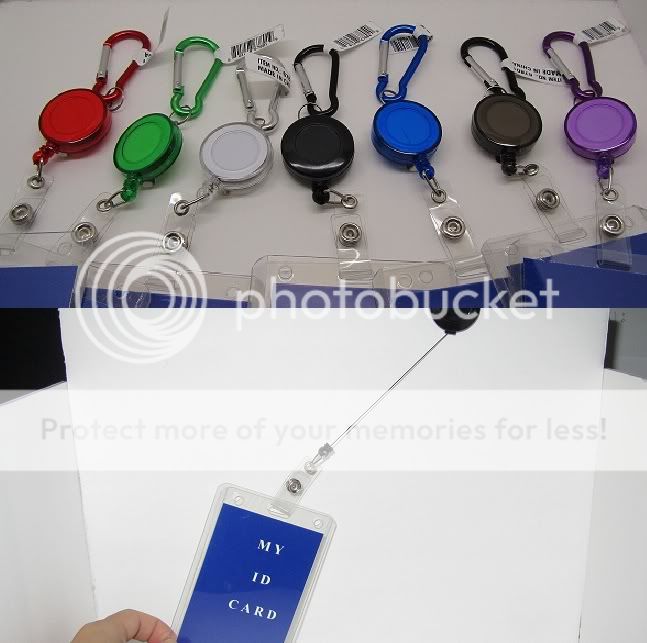 ID Card Holder Reel Retractable Badge with Keychain Metal Buckle Tag