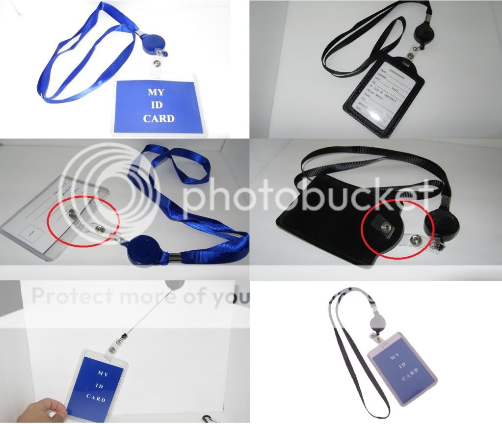 ID Card Holder Reel Retractable Badge with Neck Strap Key Tag Clip